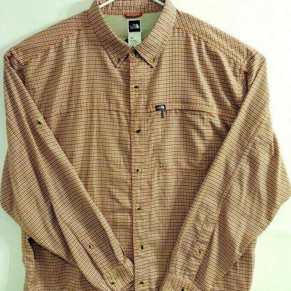 North Face Mens XL Plaid Long Sleeve Button Front